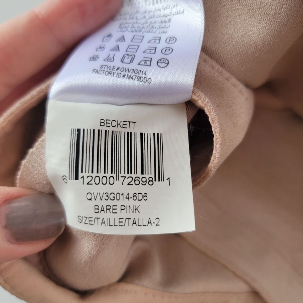 BCBGMaxAzria Beckett Bare Pink Women's Size 2 Faux Suede Mini Skirt Minimalist - Picture 14 of 16